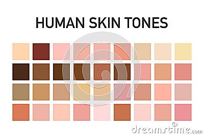 Human skin tone color palette set isolated on transparent background. Art design. Vector illustration. Vector Illustration